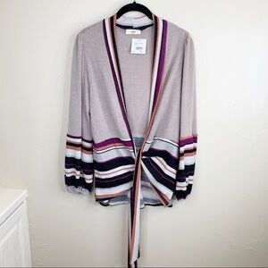 Entro Boutique puff sleeve tie front knit cardigan